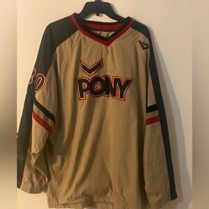 Vintage Men’s Long Sleeve Beige Pony Jersey SZ XL
